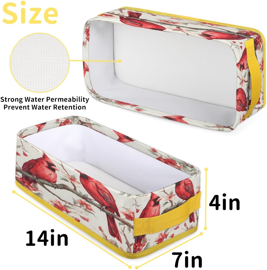 Skonsati Cardinal Birds Toilet Paper Storage Basket with Handles