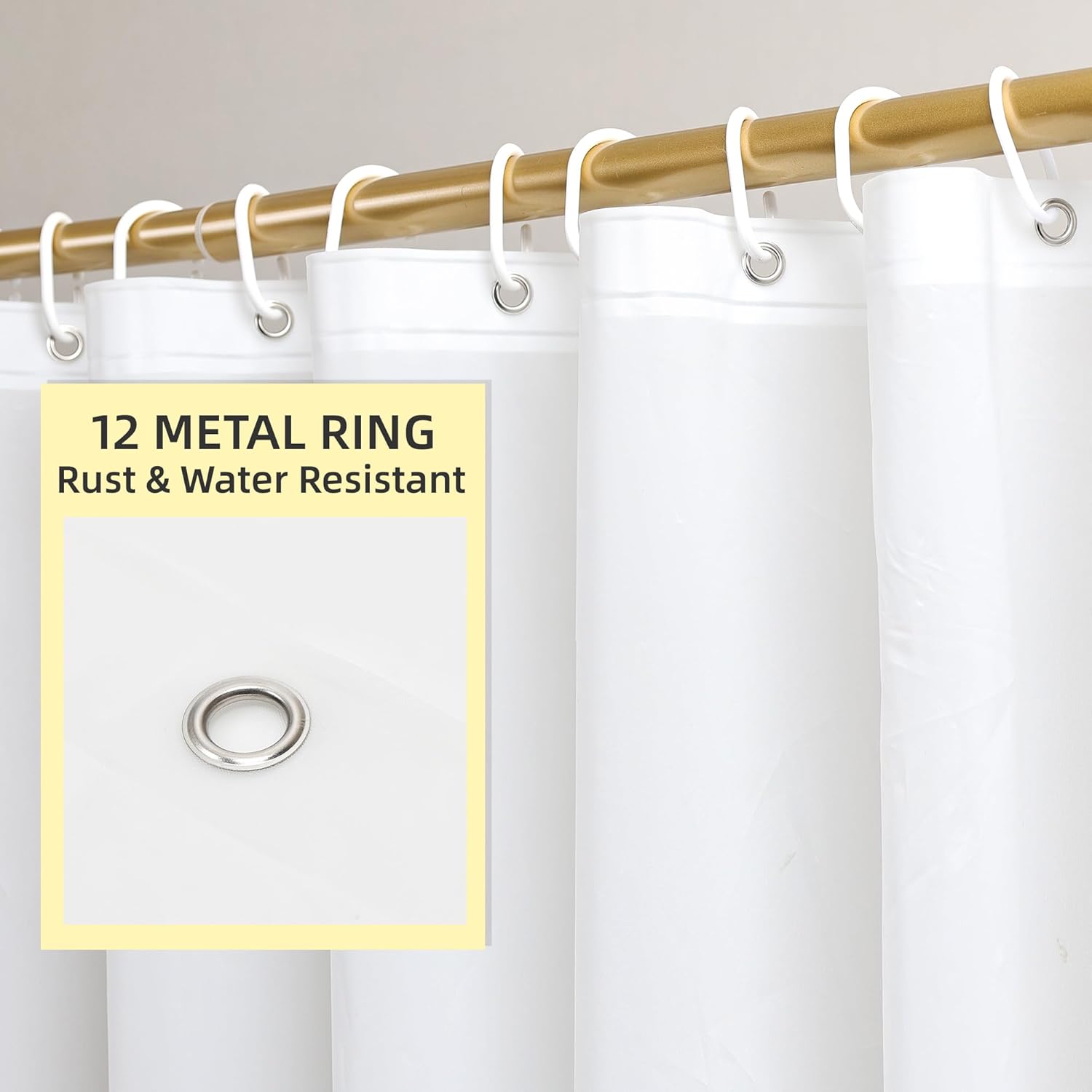 Poposa Waterproof Shower Curtain Liner 72 x 72 Inches