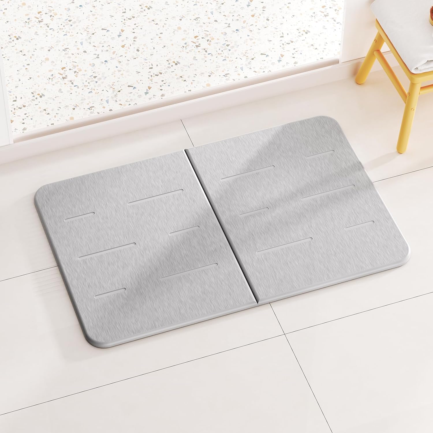 EnjoyNest Stone Bath Mat - Quick Drying Non-Slip 236x154 Inch Gray