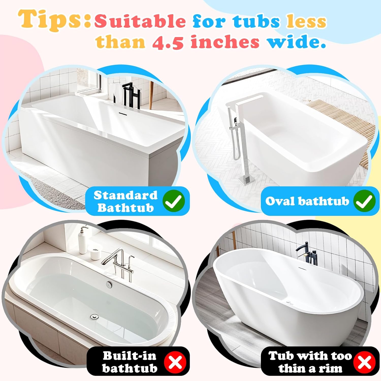 Playexen Bath Toy Organizer with Suction Cups and Handle
