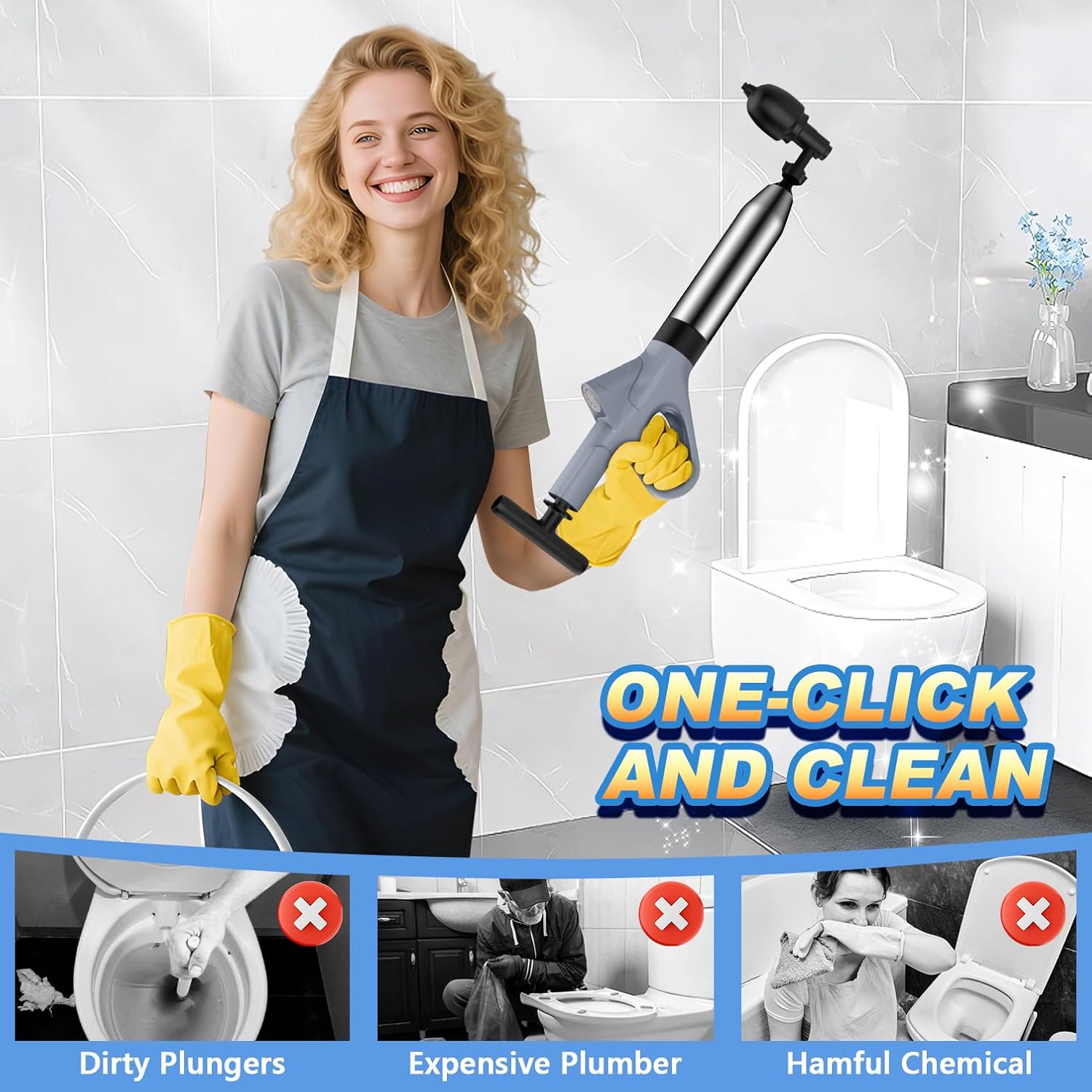 Mieaoll High Pressure Toilet Plunger with Real-Time Pressure Display 1