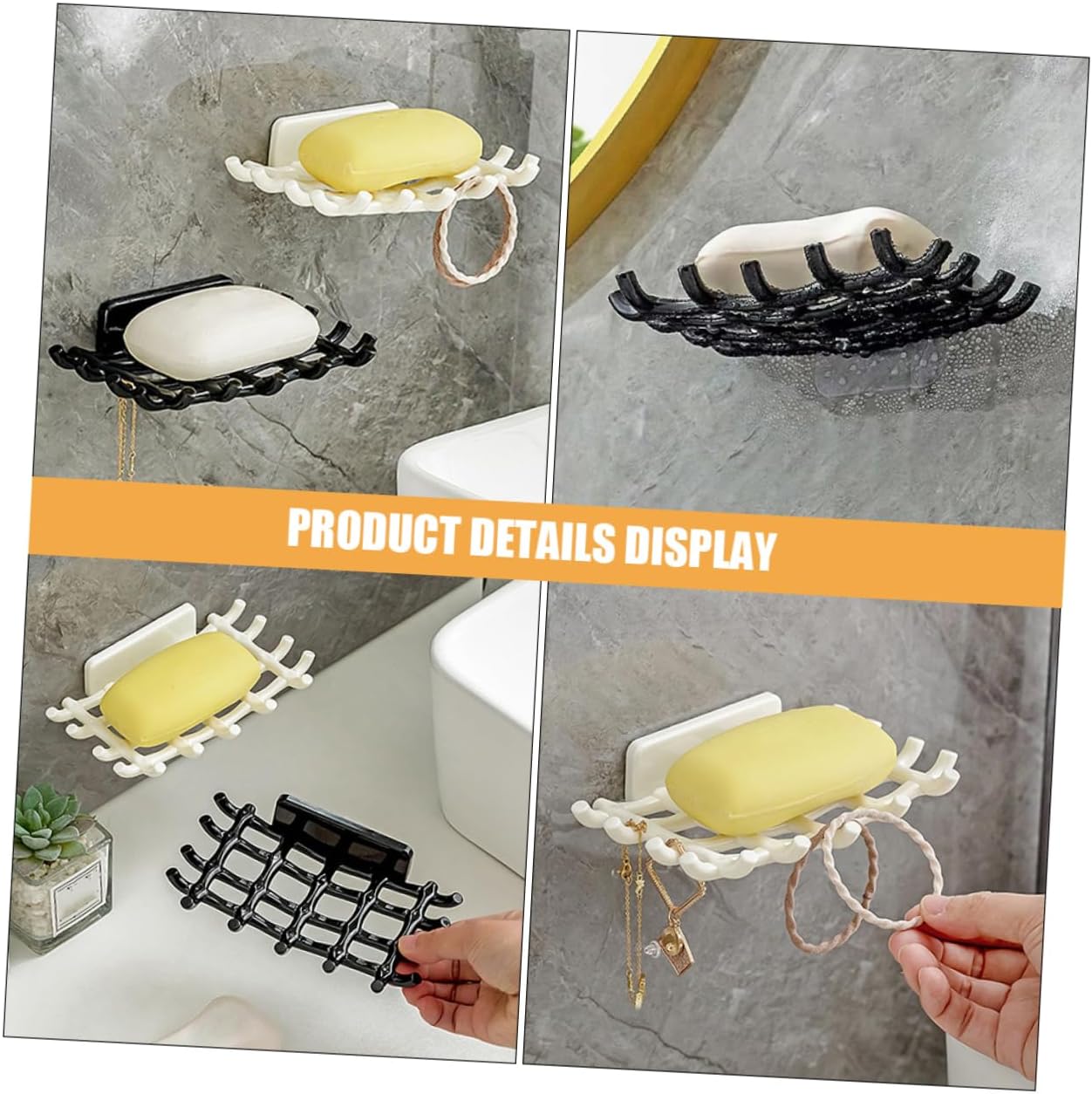 ABOOFAN 4pcs Self-Draining Soap Dish for Bathroom Wall