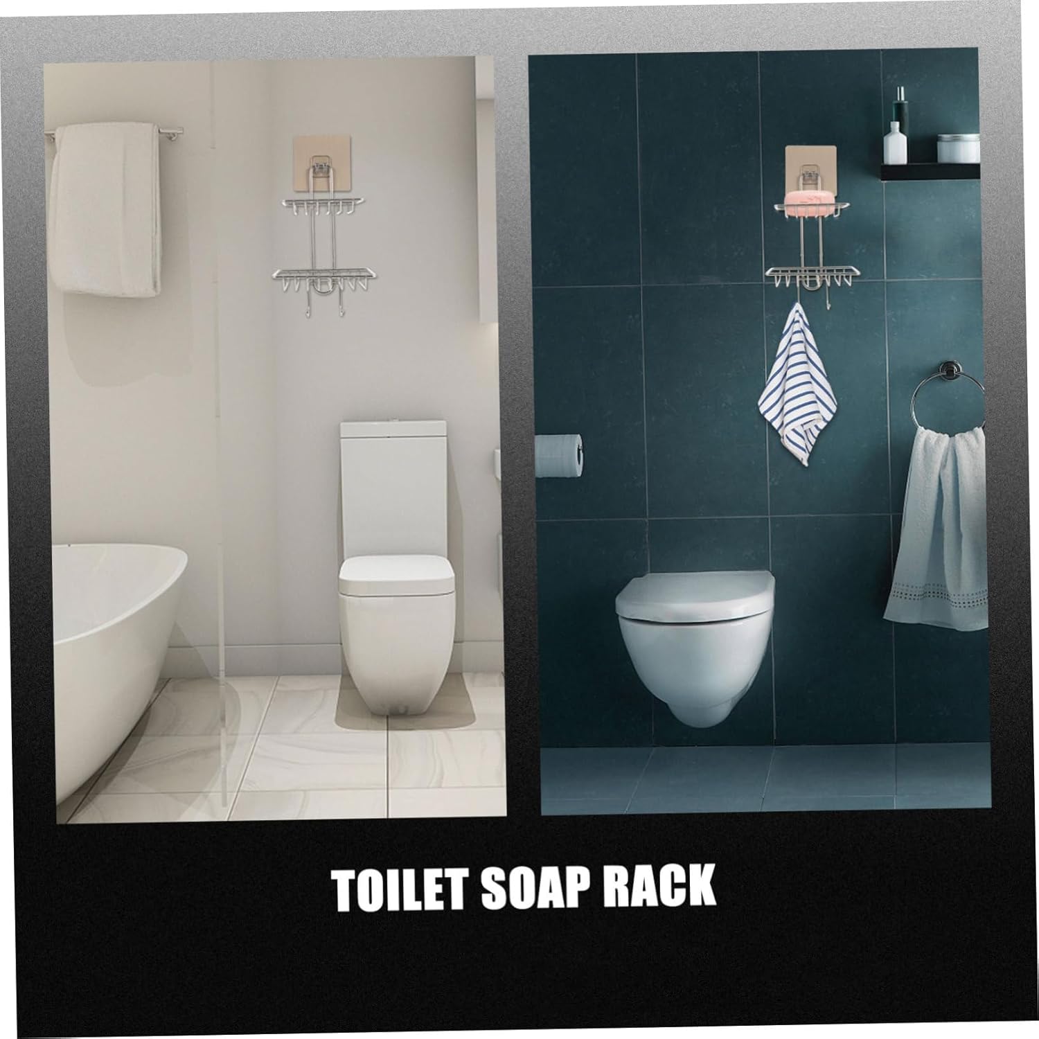 Alipis Double-Deck Soap Rack with Hooks and Sponge Holder