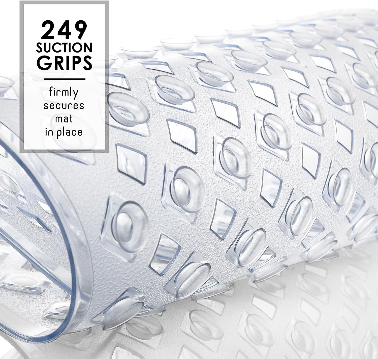 Clara Clark Non Slip Bath Mat 35x16 with Suction Cups and Drainage Holes