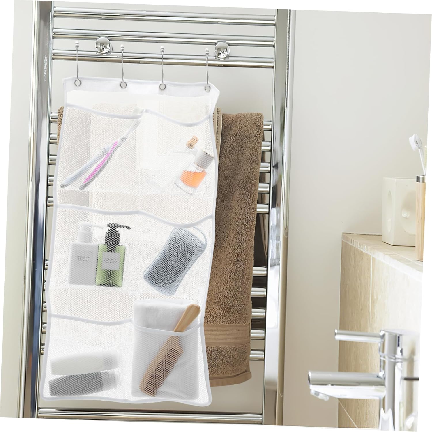 KOMBIUDA 2pcs Shower Mesh Organizer with Pockets