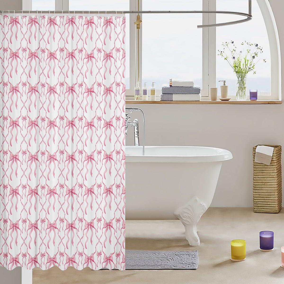 Erosebridal 3D Print Bow Shower Curtain 72x72