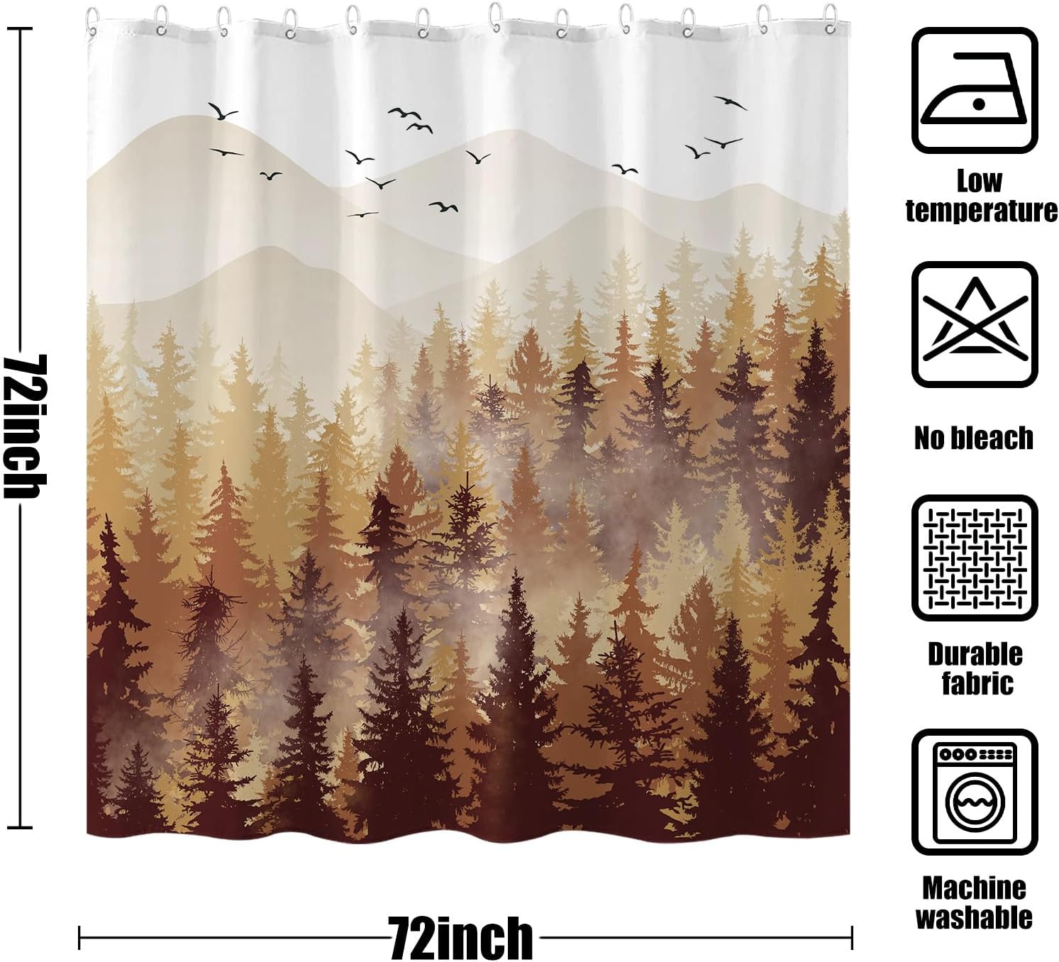 Accnicc Ombre Forest Shower Curtain 72 x 72