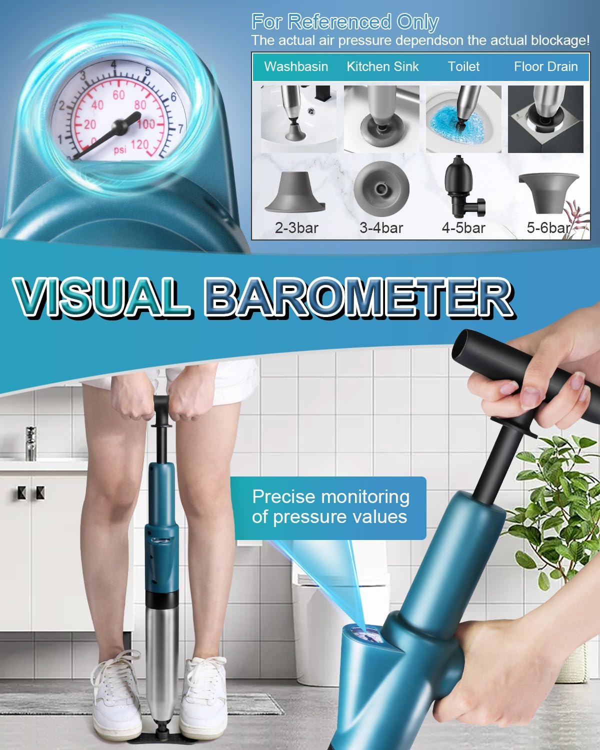 Livehitop High Pressure Toilet Plunger Tool
