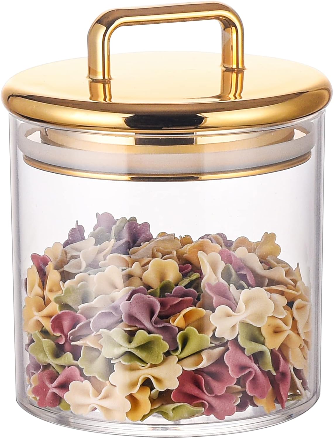 YUEJUM 16 Oz Acrylic Storage Jar with Gold Lid Bathroom Organizer