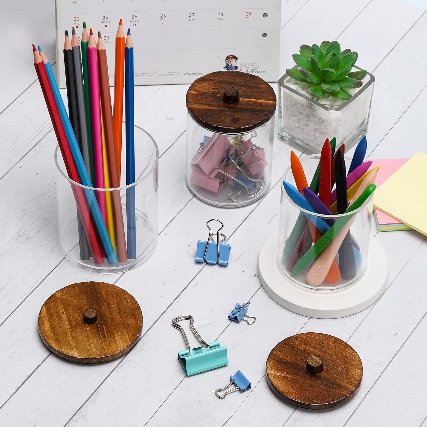 Tbestmax 4 Pack Q-Tip Holder Dispenser with Brown Wood Lids