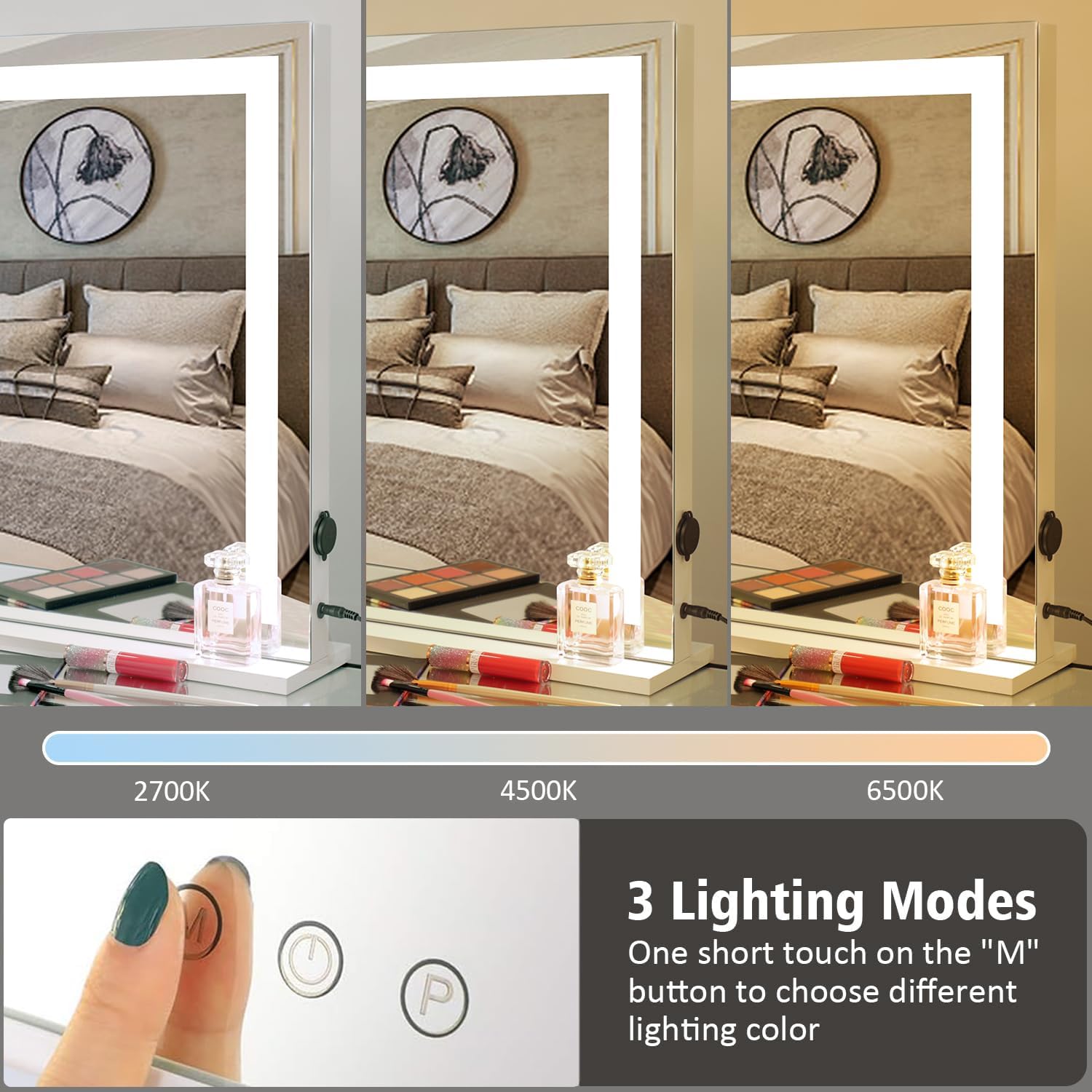 LEINASEN Hollywood Vanity Mirror with 3 Modes and USB Charging
