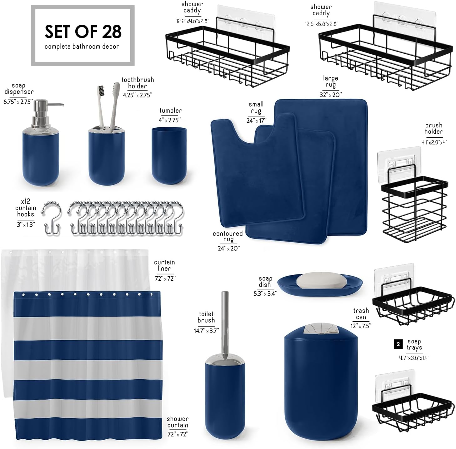 Clara Clark 28PC Bathroom Accessory Set