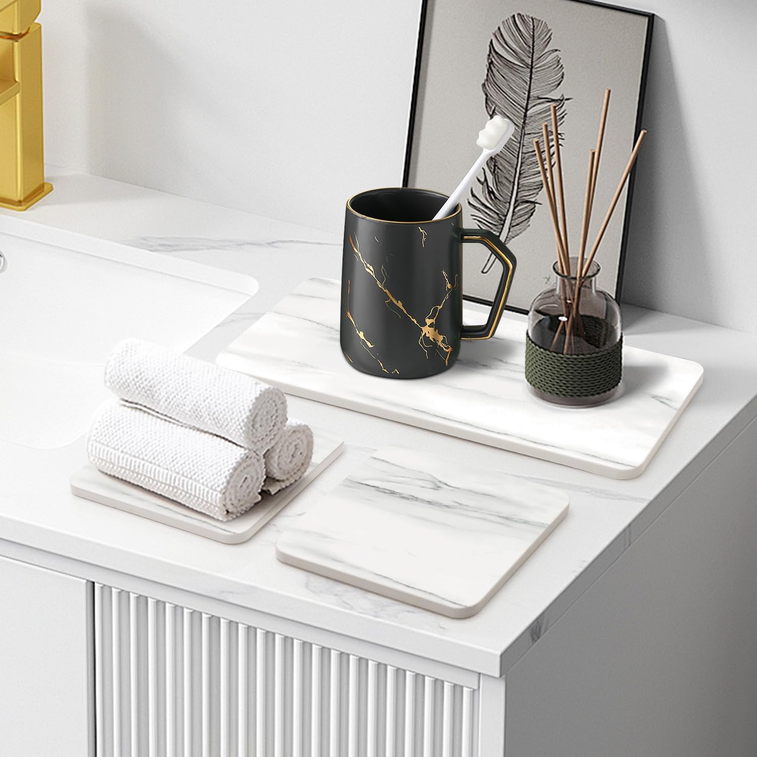 Deceram Set of 4 Water Absorbing Stone Drying Trays 1