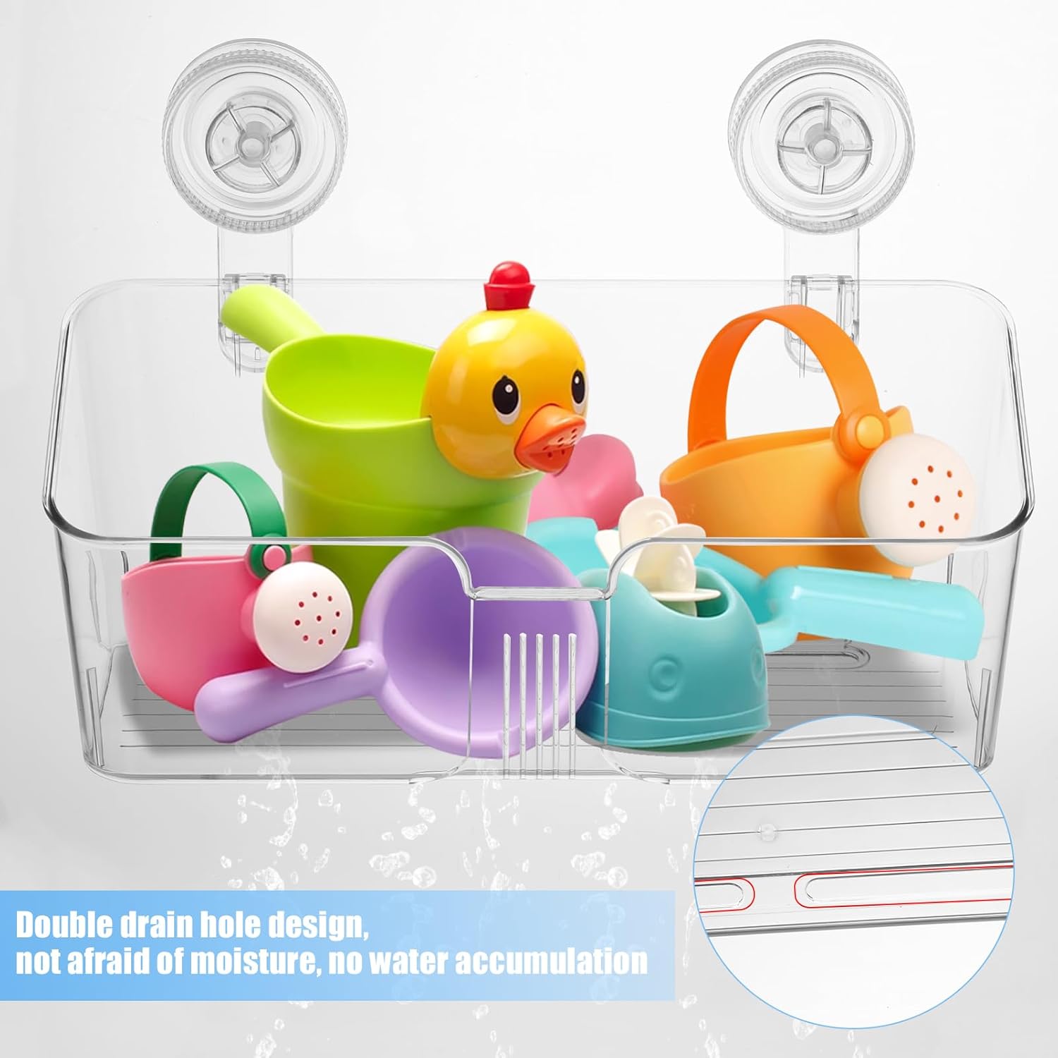 CIEOVO 2 Piece Clear Bath Toy Organizer with Suction Cup Hooks
