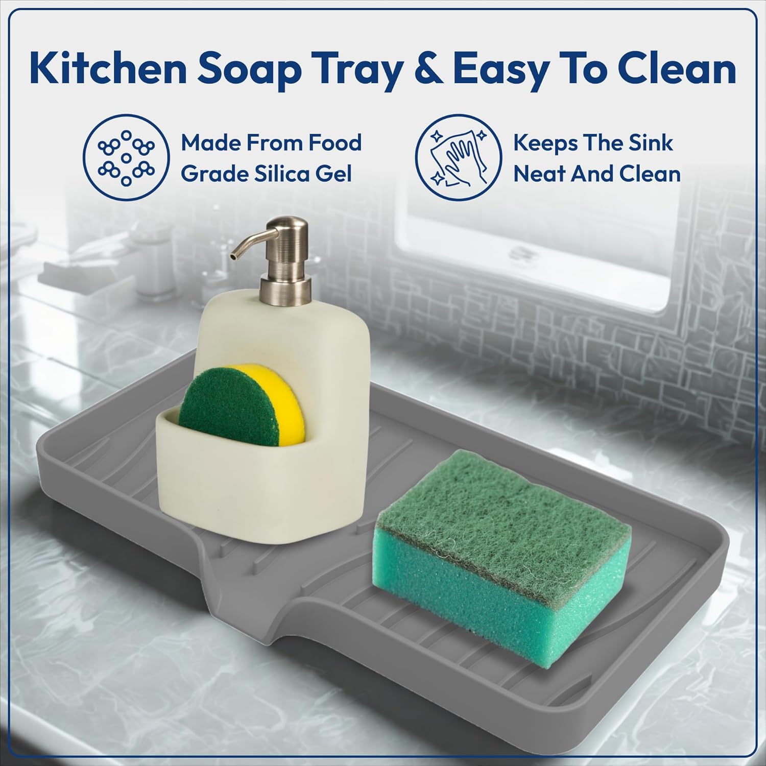 Rymss Large Silicone Soap Dish with Drain Spout