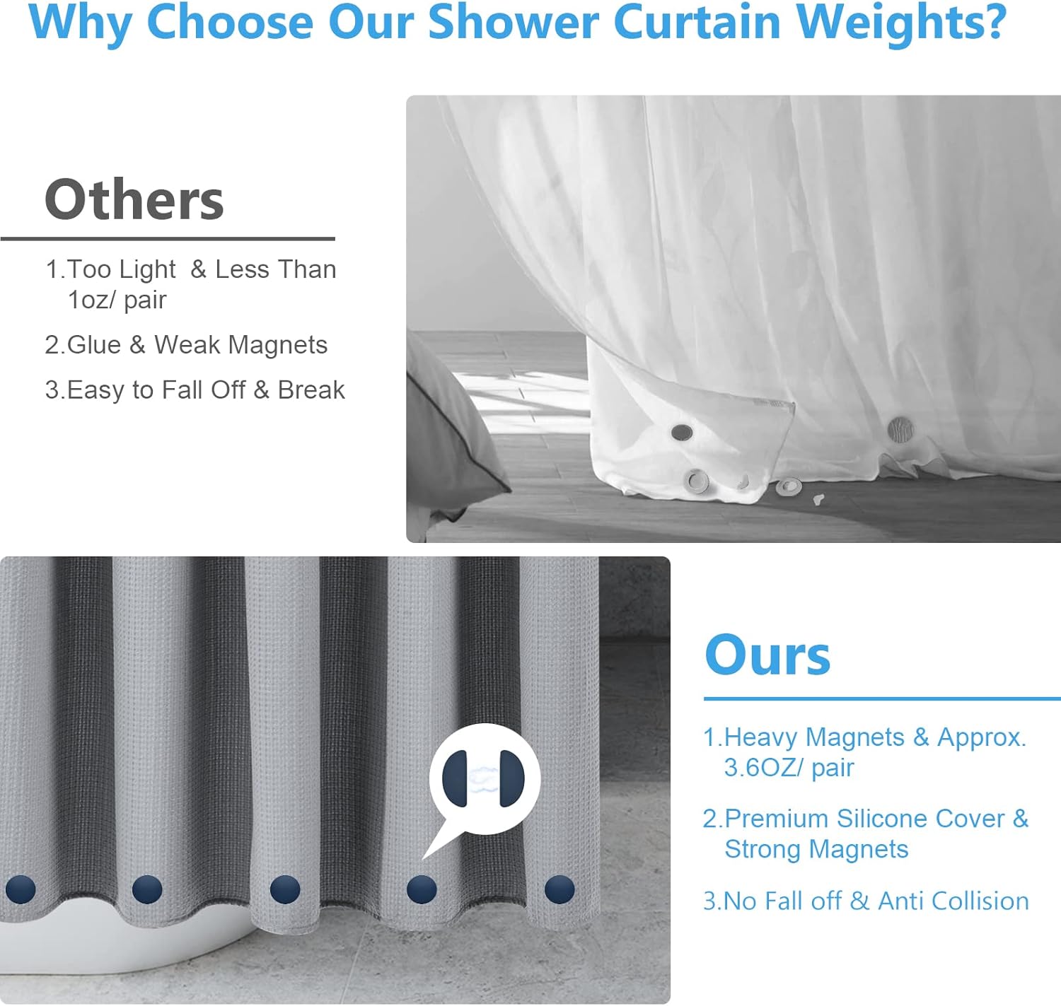 VANZAVANZU 10 Pairs Shower Curtain Weights with Silicone Magnets