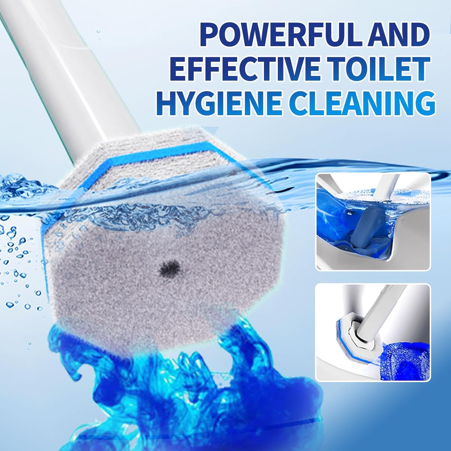 Hohoky Disposable Toilet Brush with 50 Refills and Wall Mount Holder