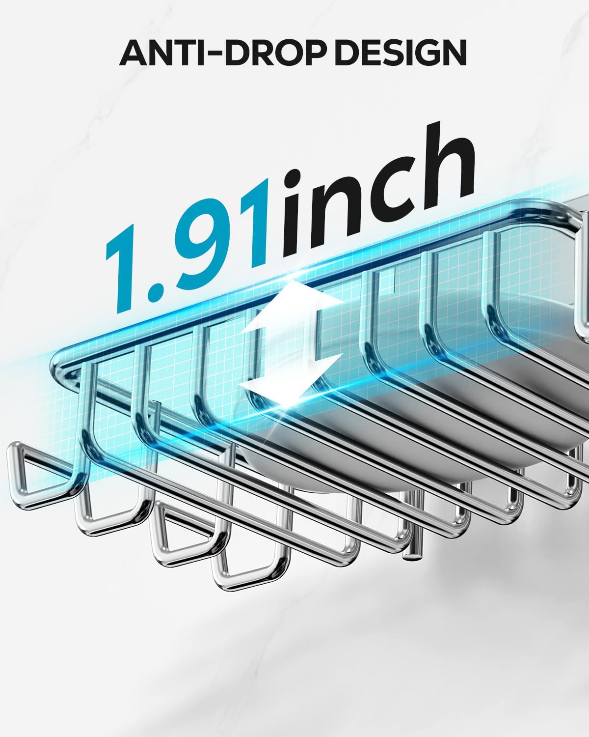 Nieifi Stainless Steel Bar Soap Holder with 4 Hooks