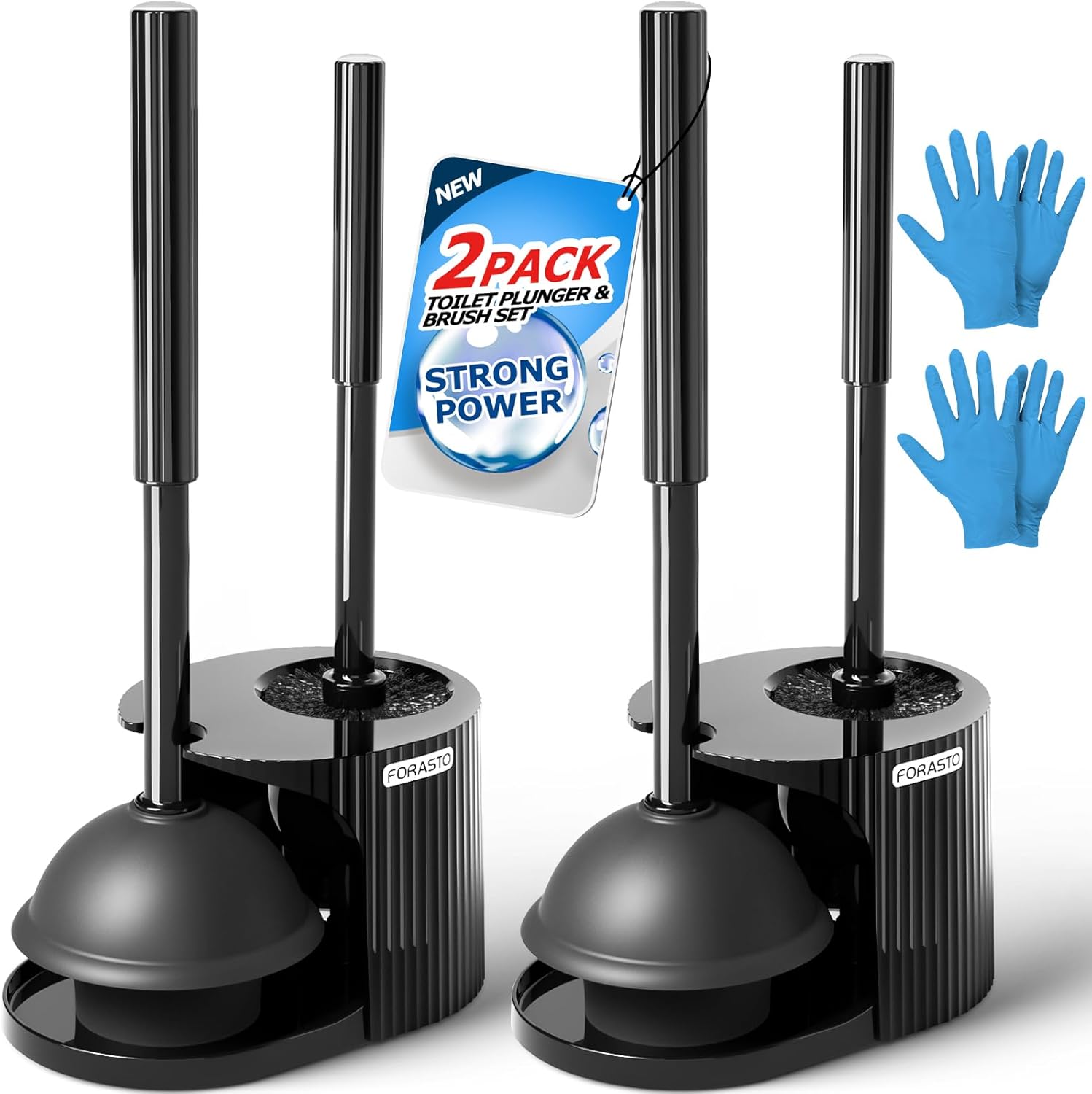 FORASTO 2Pack Toilet Brush Plunger Combo Set