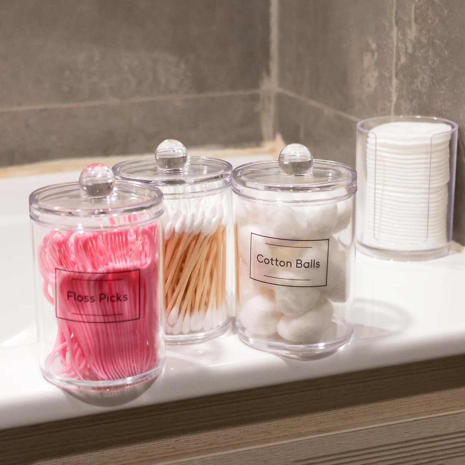 Aynoo Acrylic Q-Tip Holder Dispenser 12 oz