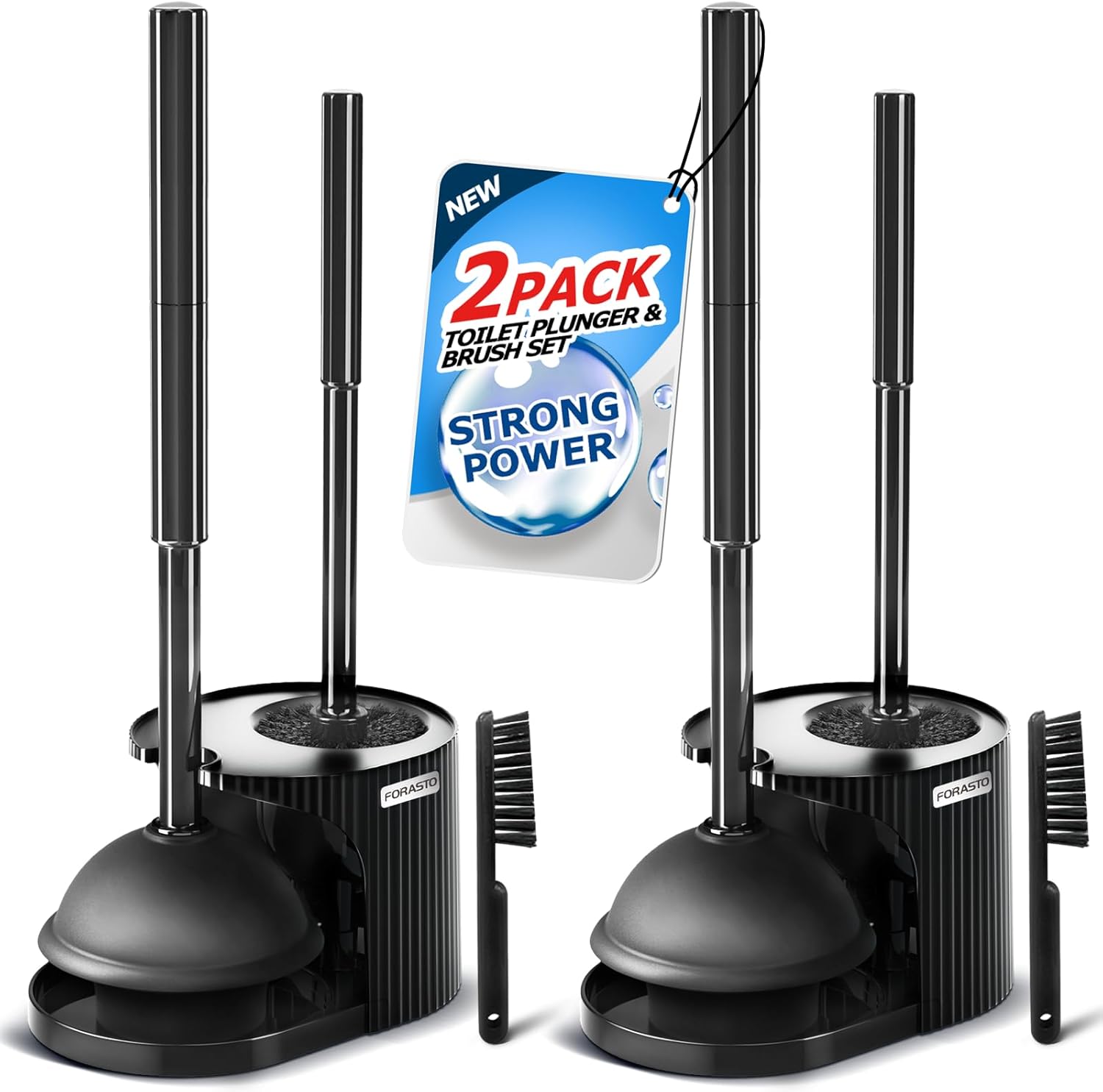 FORASTO 2Pack Toilet Brush and Plunger Combo Set