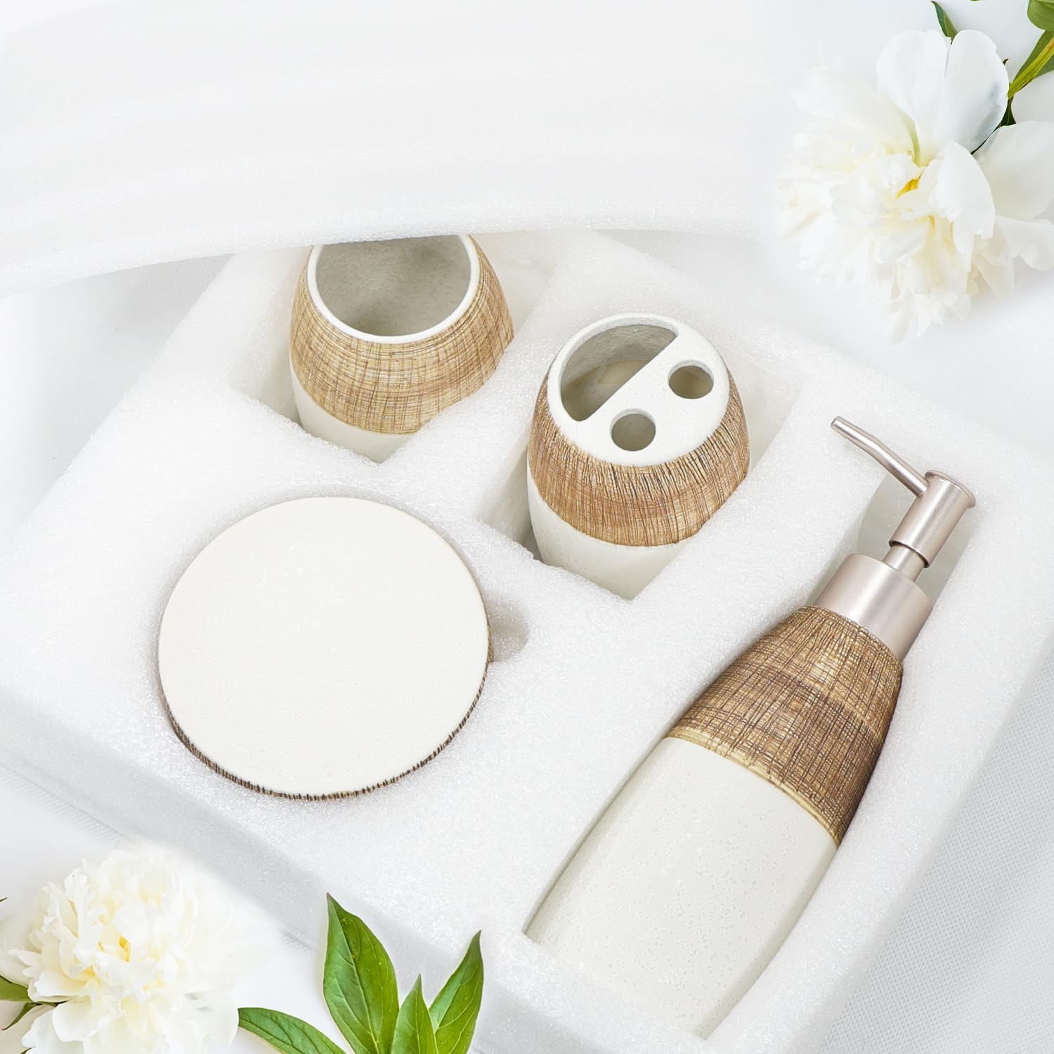 CERBIOR 4-Piece Ceramic Bathroom Accessories Set