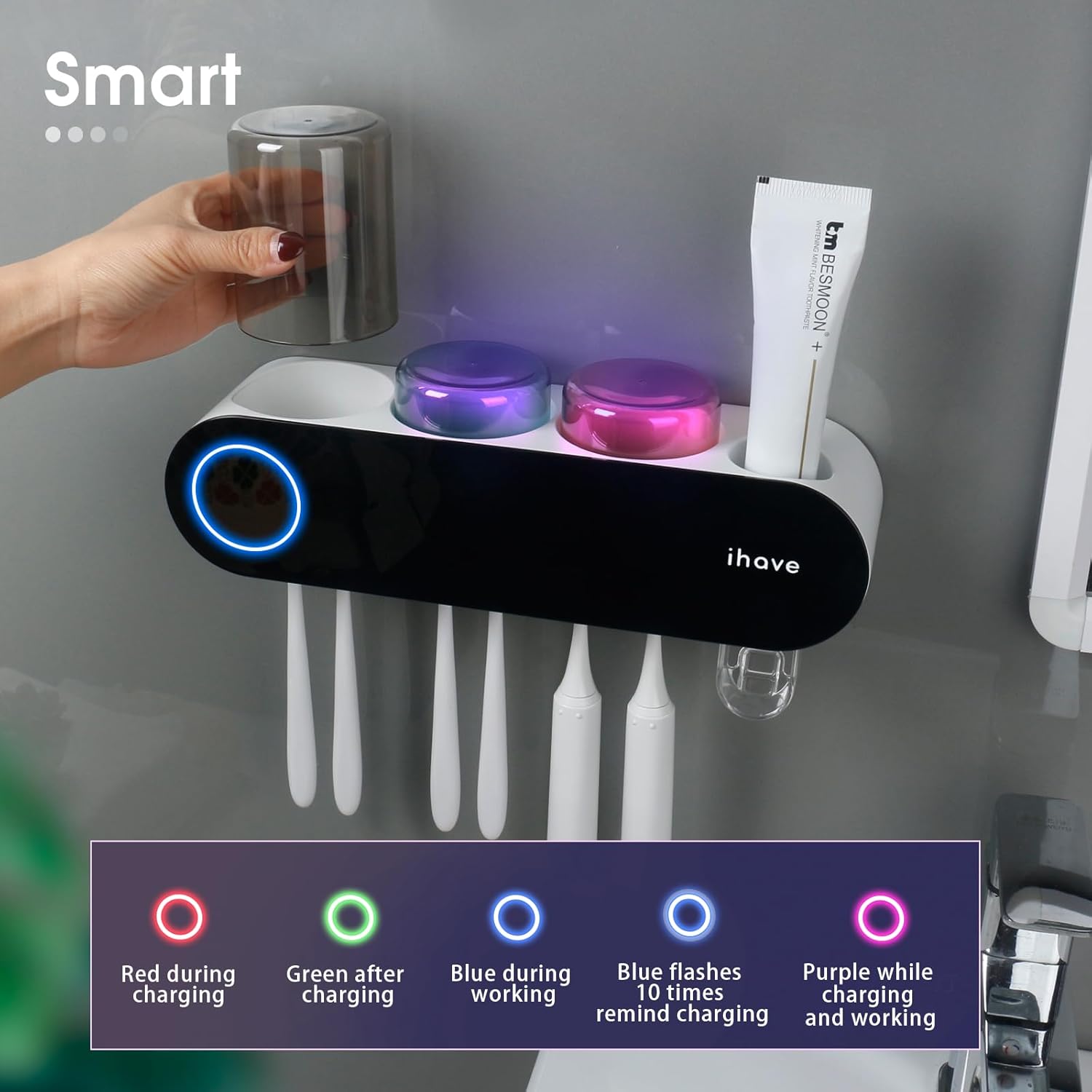 iHave UV Toothbrush Sanitizer Holder with Dispenser