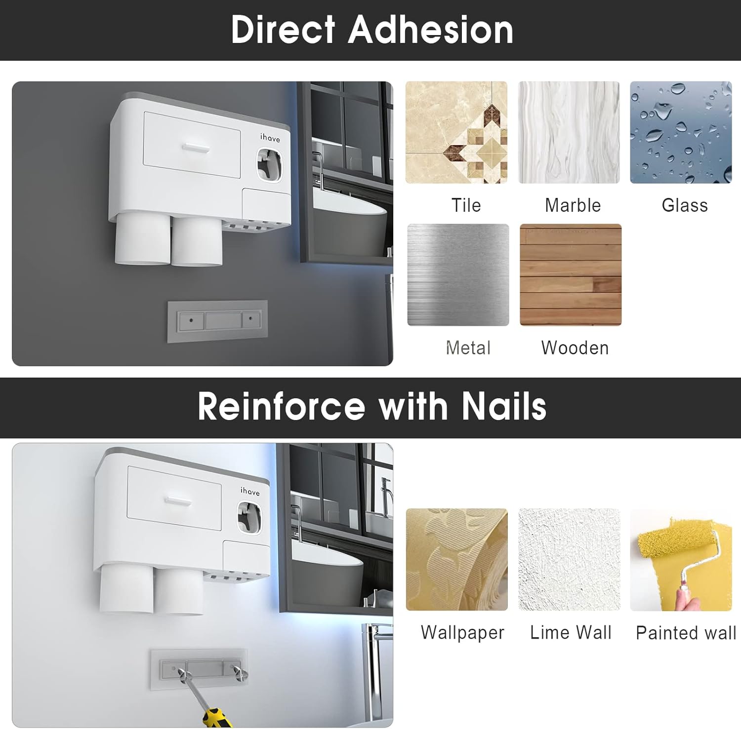 iHave Wall Mounted Toothbrush Holder with Dispenser 1