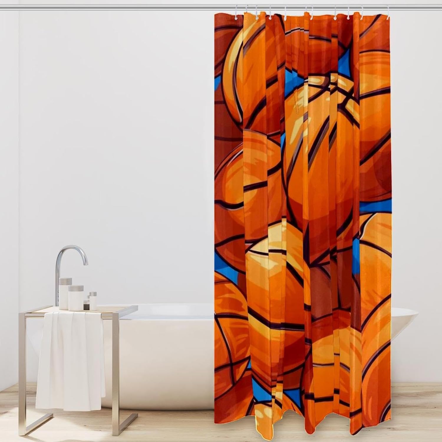 VAPOKF Basketball Shower Curtain with 12 Hooks 60x72 Inches