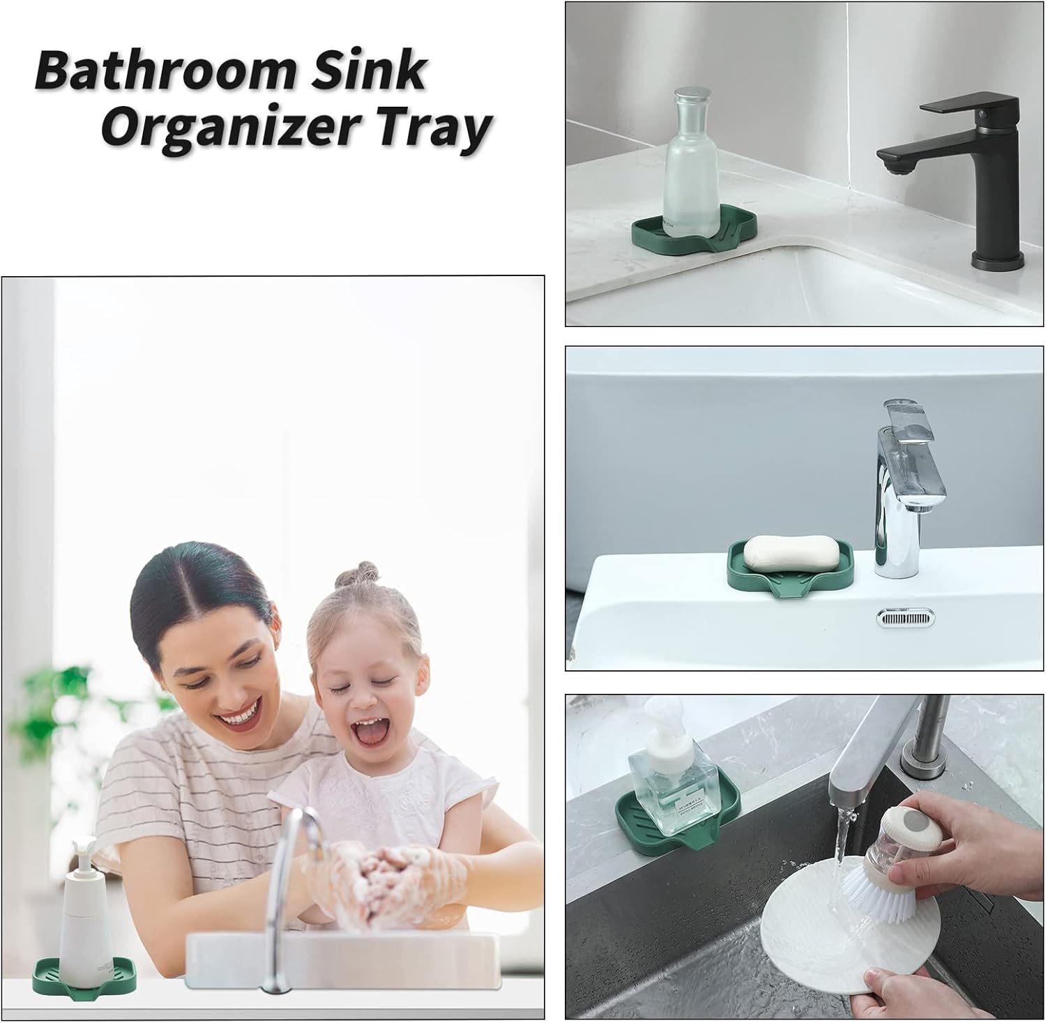 MicoYang Silicone Soap Dish with Drain Spout - Green 49x32 Inch