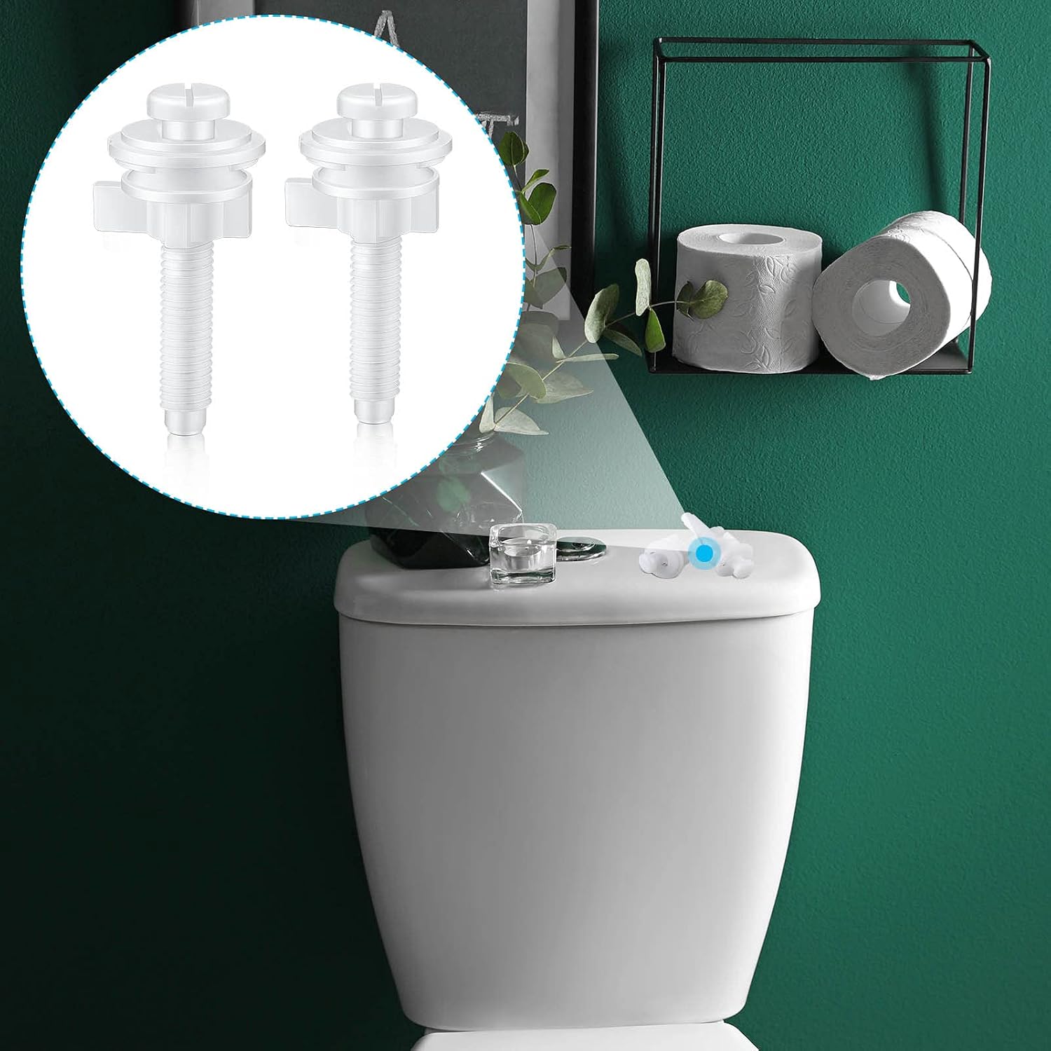 Jetec Toilet Seat Replacement Kit 2 Pieces Plastic Bolts with Nuts and Washers
