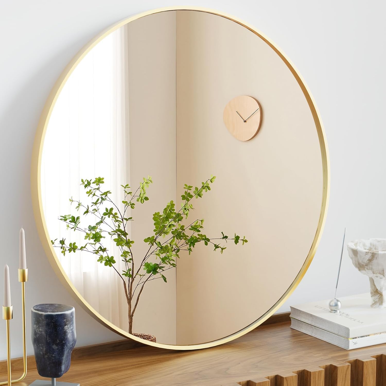 20 Inch Round Mirror with Gold Aluminum Frame