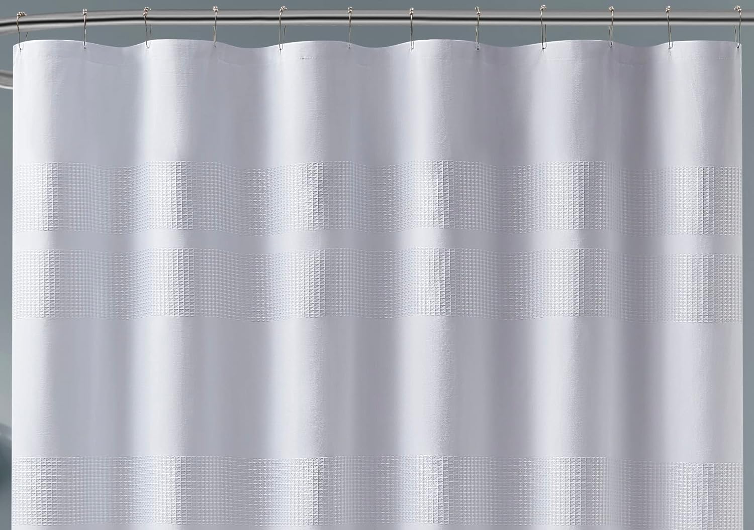 LinenZone Waffle Shower Curtain 70x72 White Stripes