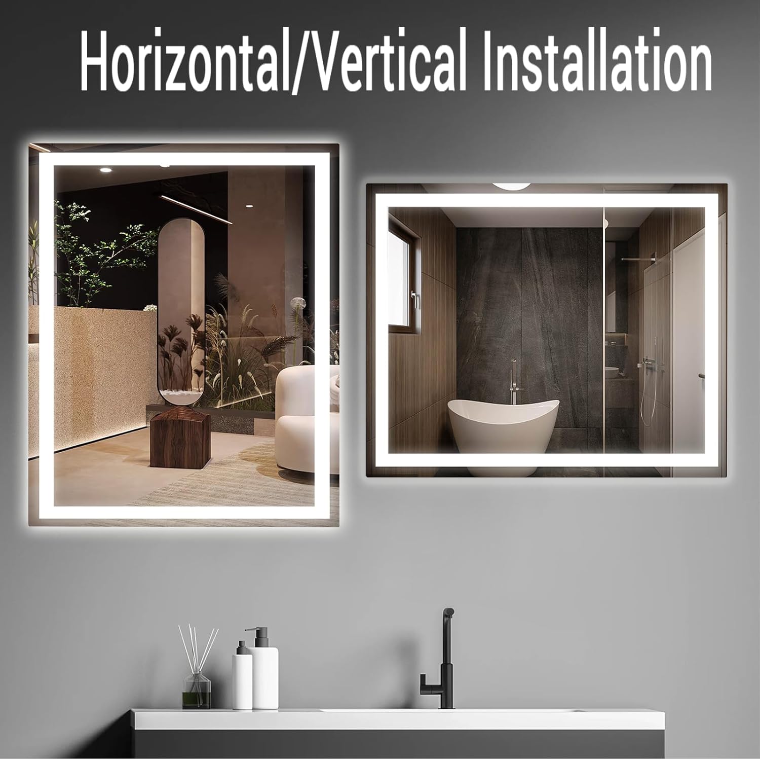 LED Bathroom Mirror with Lights 32x24 Wall-Mounted Vanity Mirror