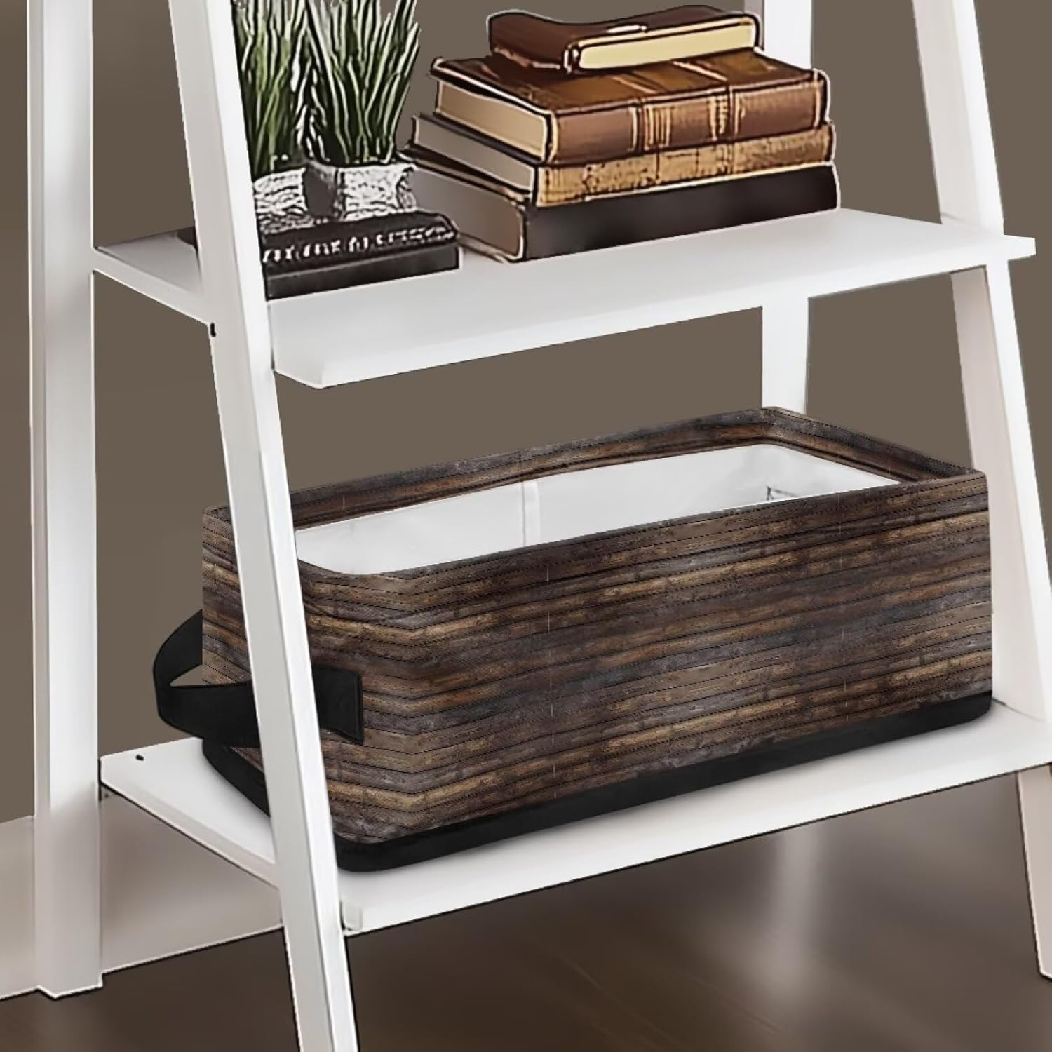 Foldable Toilet Paper Basket with Wood Grain Design