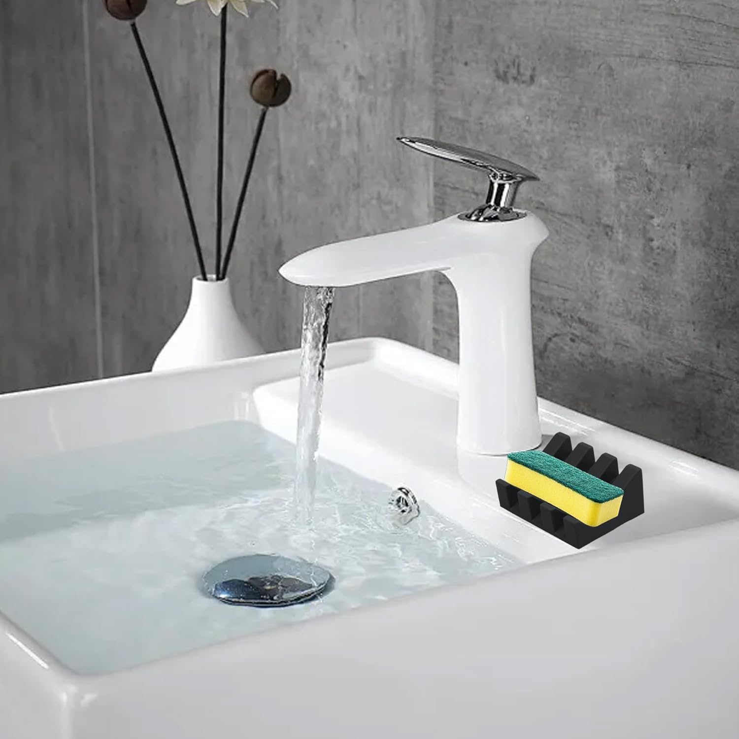 1Pcs Black Silicone Soap Holder for Bathroom and Kitchen