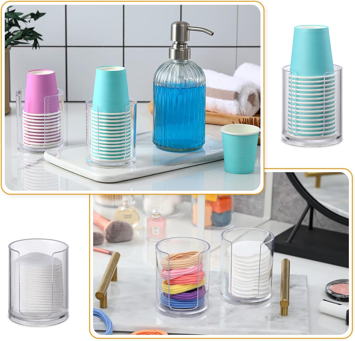 AOZITA 2 Pack Bathroom Cup Dispenser with Notch Design