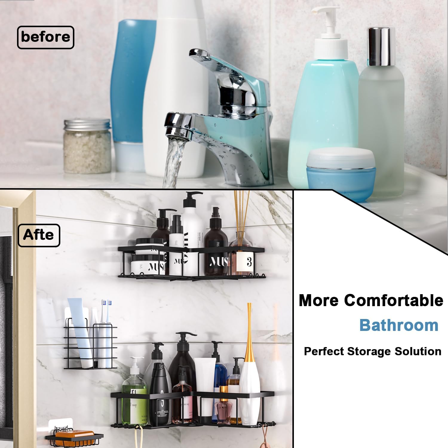 Sikaiqi 4 Pack Corner Shower Caddy Organizer Set