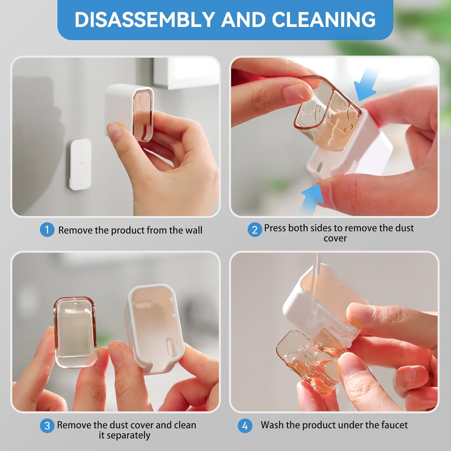MOPMS Wall Mounted Toothbrush Holder 2PCS with Cover