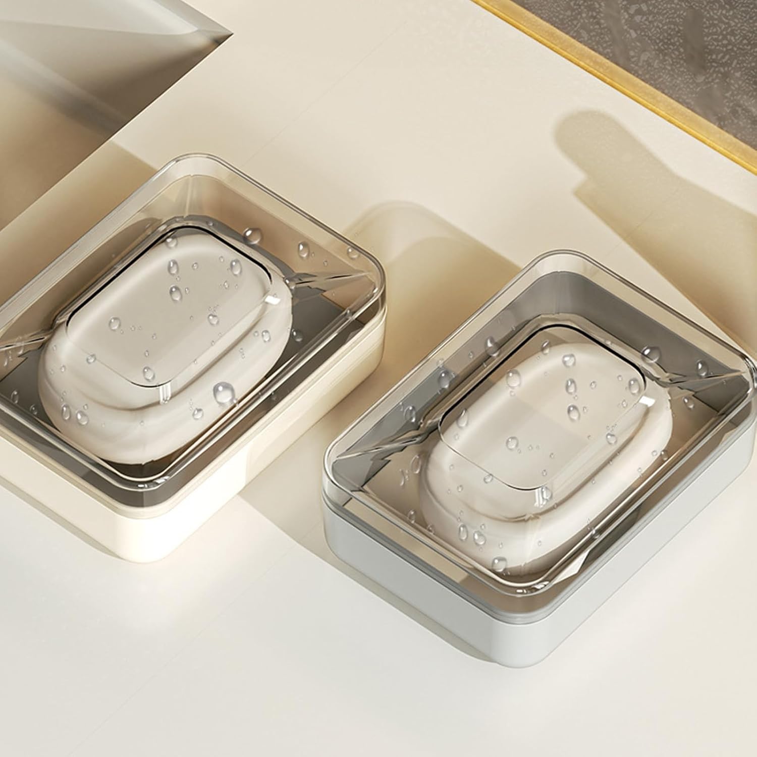 Guaber PET Soap Dish with Drain Rack and Lid 1