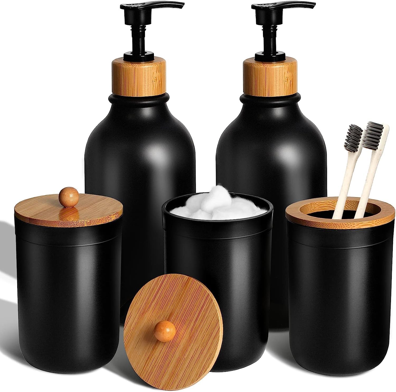 ALPIRIRAL Matte Black 5Pc Bathroom Accessories Set