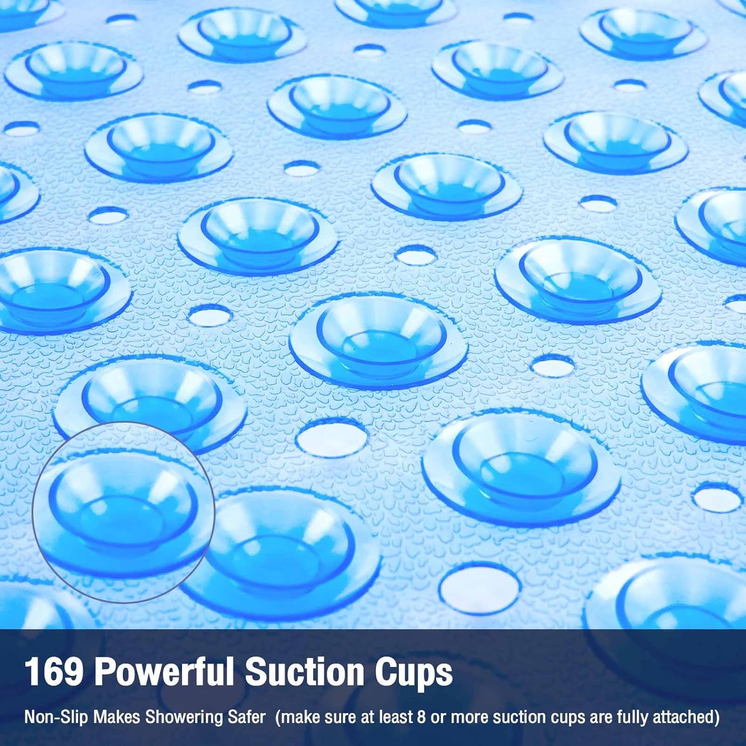 Naoloture Square Non-Slip Bath Mat with 169 Suction Cups