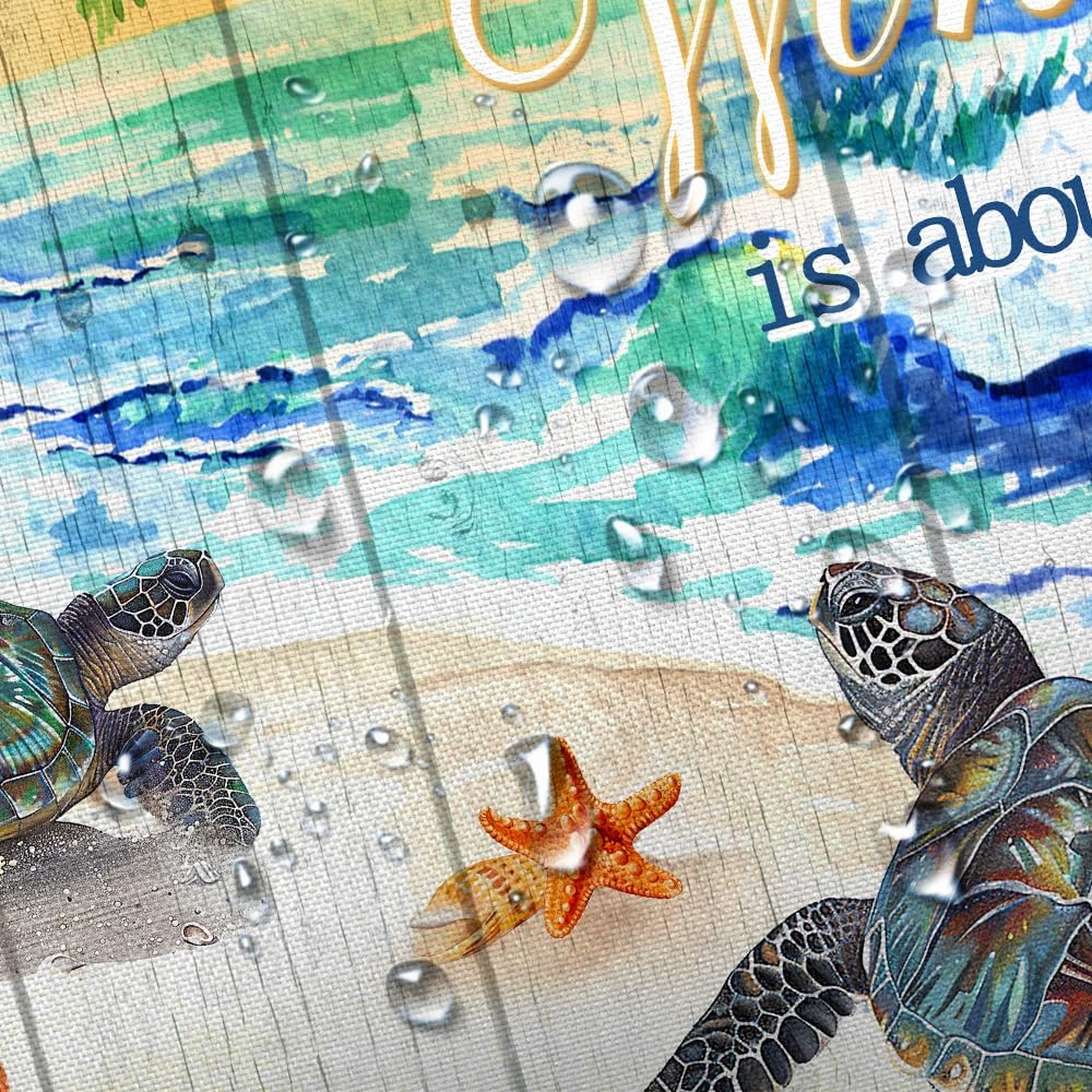 Beach Turtle Shower Curtain with Hooks 72x72
