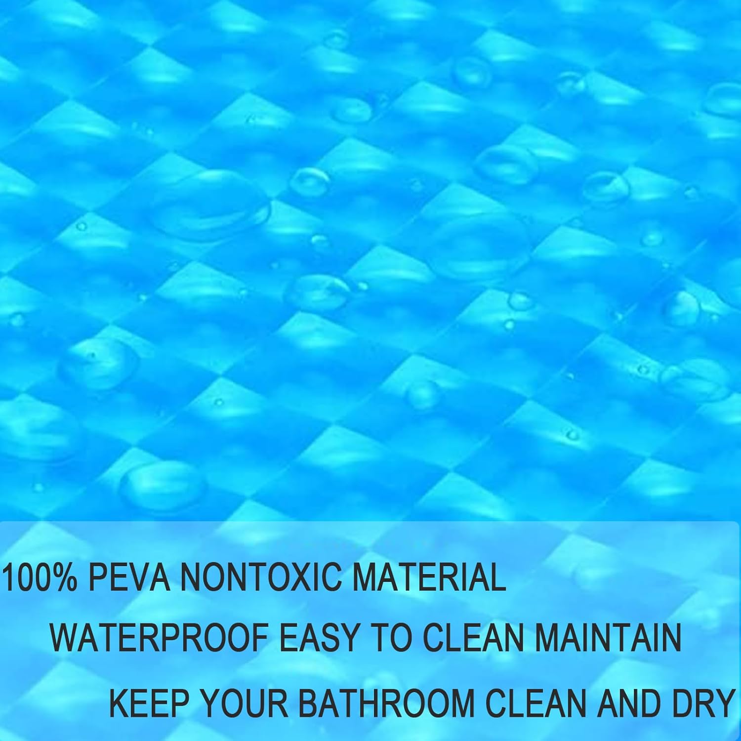 Blue 3D Water Cube EVA Shower Curtain Liner