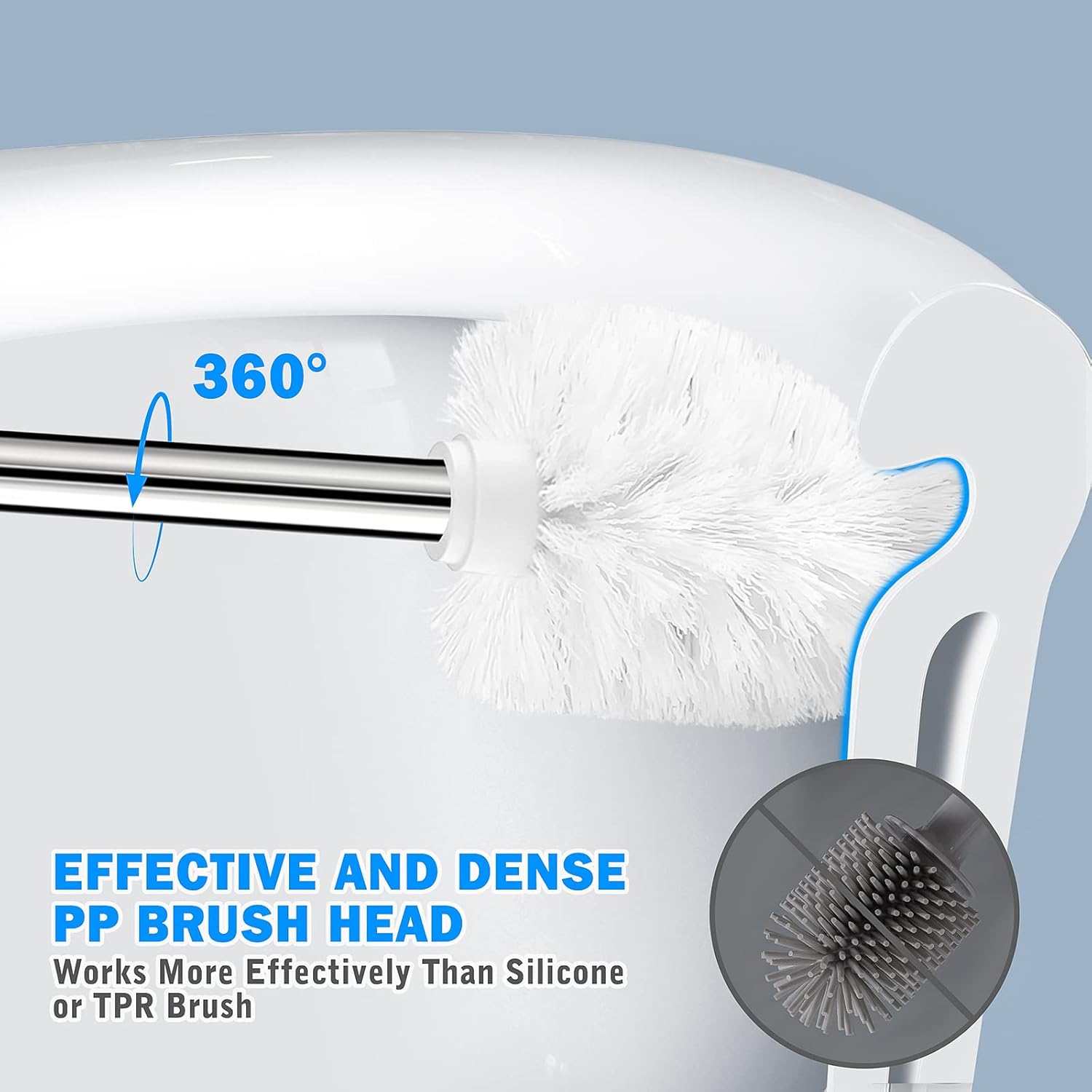 Wsedor Toilet Brush and Holder 2 Pack with Stainless Steel Handle