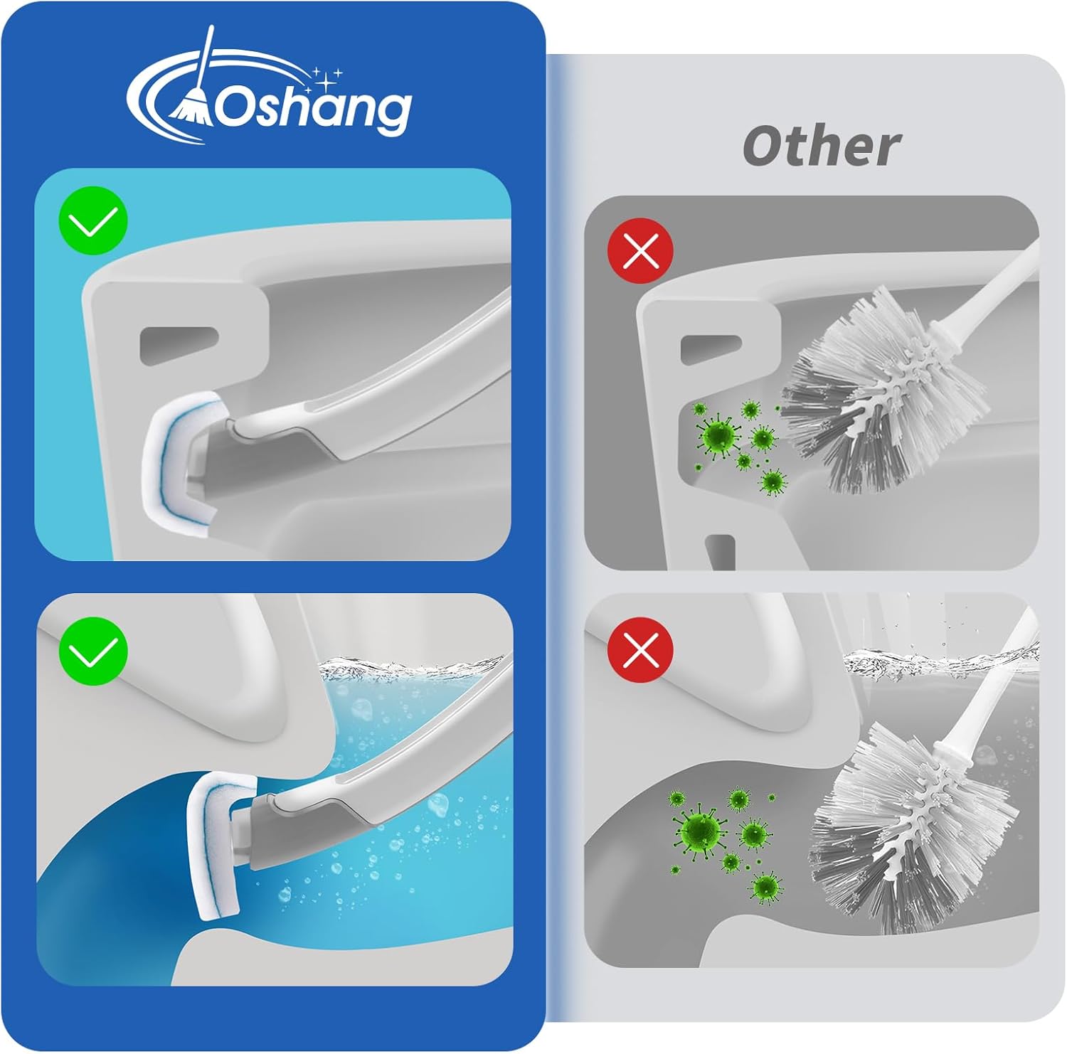 oshang Disposable Toilet Brush with 14 Refills 1