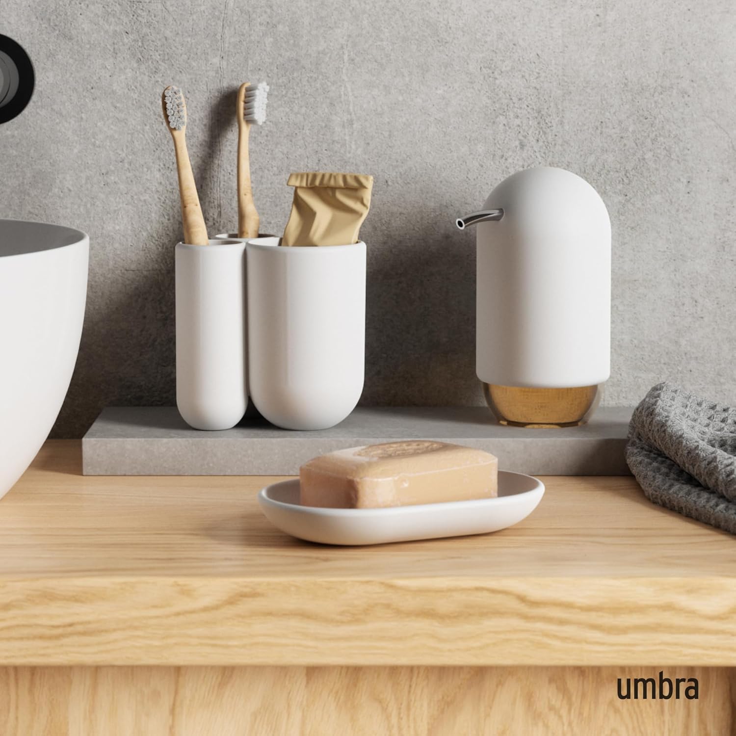 Umbra Touch Dish for Bathroom - Modern White Soap Holder