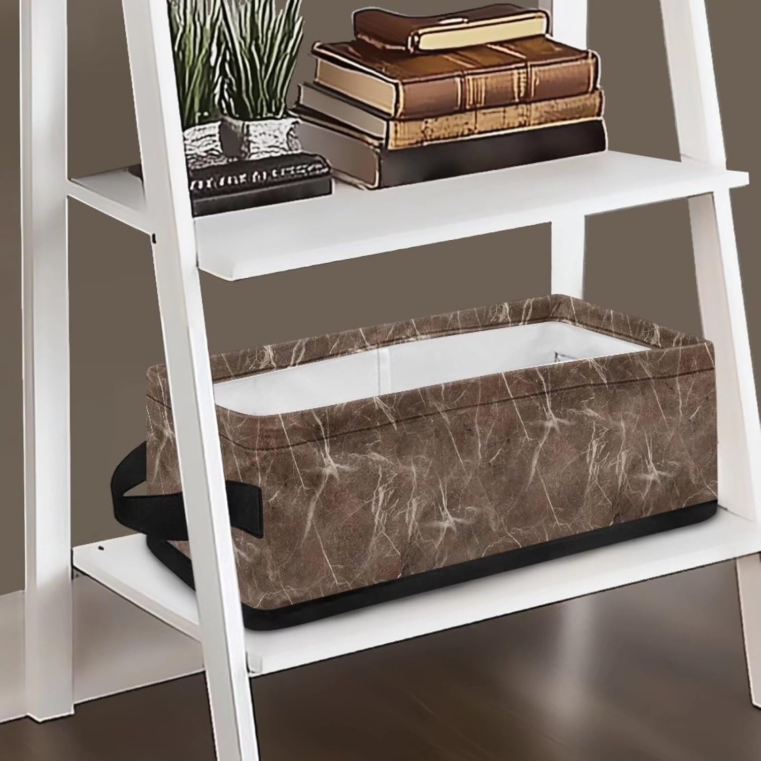 Brown Rectangular Storage Basket Toilet Paper Organizer Vanity Tray