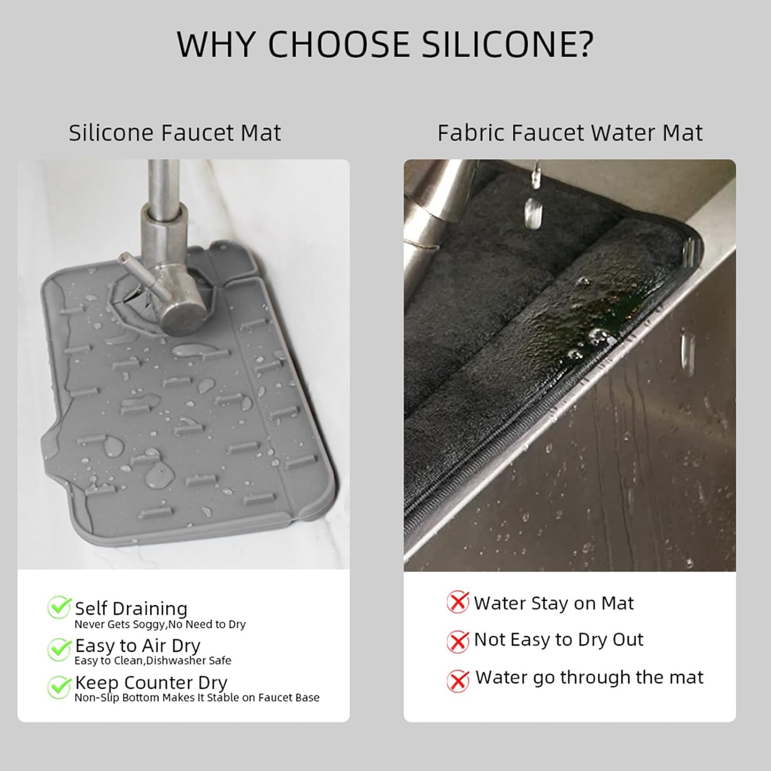 Silicone Sink Splash Guard with Soap Dish and Drip Holder