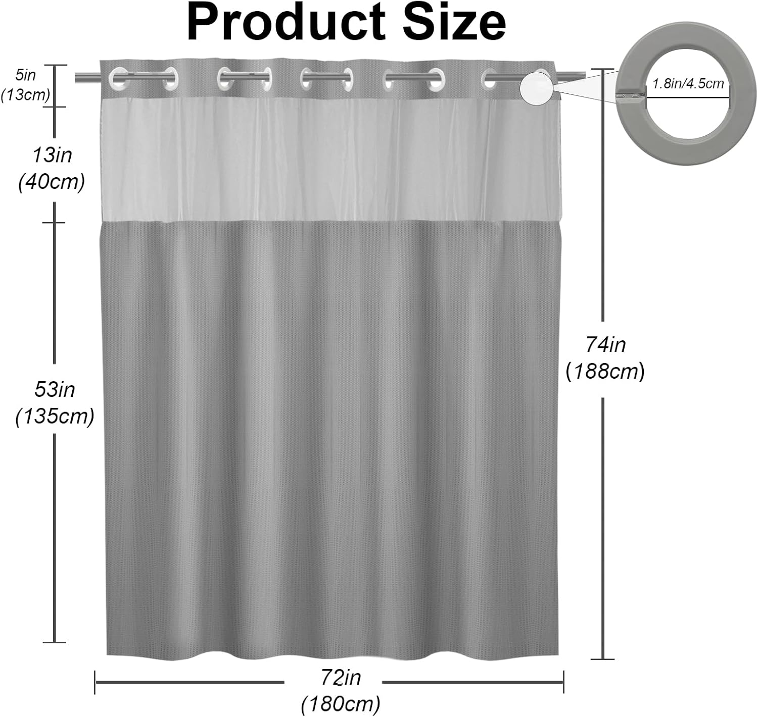 Final Friday Grey Waffle Weave Shower Curtain Set 1